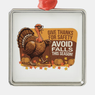 Ornement Carré Argenté Sécurité de la Turquie rétro - Thanksgiving