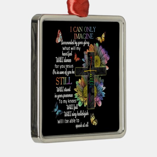 Ornement Carré Argenté Sensibilisation sur l'autisme Je Ne Peux Imaginer (Droite)