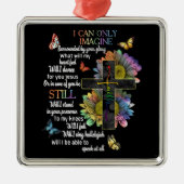 Ornement Carré Argenté Sensibilisation sur l'autisme Je Ne Peux Imaginer (Devant)