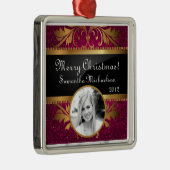 Ornement Carré Argenté Séquence de Parties scintillant rose personnalisée (Droite)