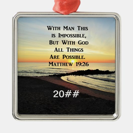 ORNEMENT CARRÉ ARGENTÉ SERENE MATTHEW 19:26 SCRIPTURE DU SOLEIL (Devant)
