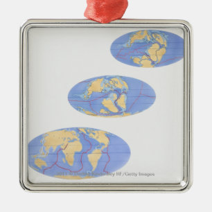 Ornement Carré Argenté Série d'illustrations de la terre