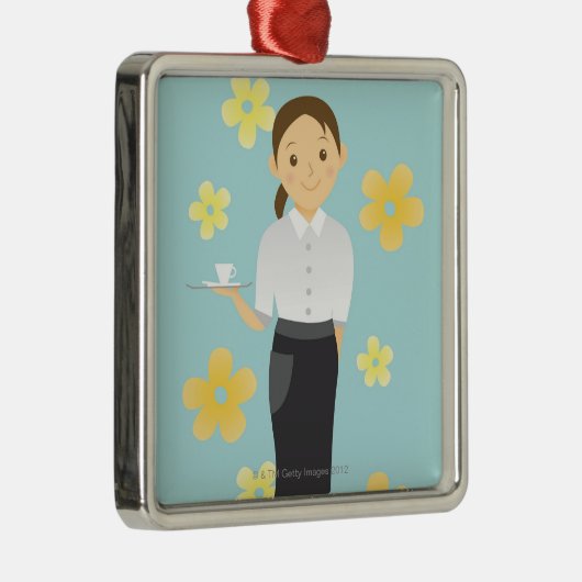 Ornement Carré Argenté Serveuse (Droite)