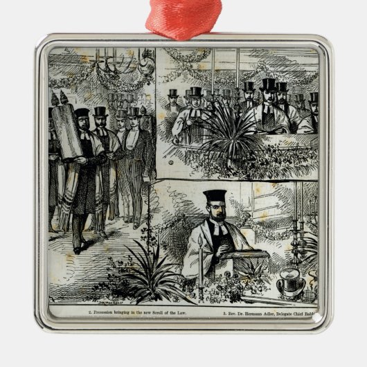 Ornement Carré Argenté Service à la synagogue juive (Devant)