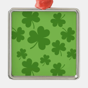 Ornement Carré Argenté Shamrock de la Saint Patrick Motif Clover