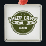 Ornement Carré Argenté Sheep Creek Wild Et Rivière Pittoresque Idaho Kaya<br><div class="desc">Le ruisseau Sheep dans l'Idaho traverse un canyon sinueux extrêmement étroit avec des parois verticales. Les débits d'eau élevés sont au printemps et fournissent de l'eau vive aux plaisanciers les plus expérimentés.</div>
