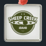 Ornement Carré Argenté Sheep Creek Wild Et Rivière Pittoresque Idaho Kaya<br><div class="desc">Le ruisseau Sheep dans l'Idaho traverse un canyon sinueux extrêmement étroit avec des parois verticales. Les débits d'eau élevés sont au printemps et fournissent de l'eau vive aux plaisanciers les plus expérimentés.</div>