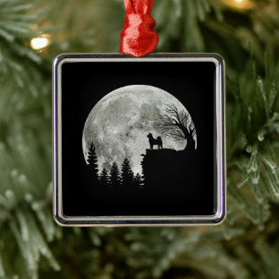 Ornement Carré Argenté Shiba Inu Sur Mountain Halloween Cadeau Pour Amour