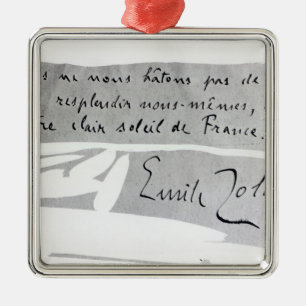 Ornement Carré Argenté Signature d'Emile Zola
