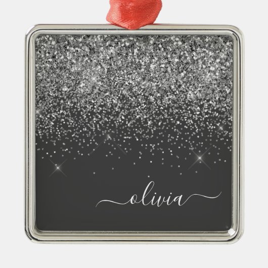 Ornement Carré Argenté Silver Grey Girl Parties scintillant étincelante N (Devant)