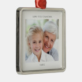 Ornement Carré Argenté Simple Grandma Photo Personalized  (Droite)