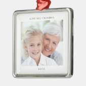 Ornement Carré Argenté Simple Grandma Photo Personalized  (Gauche)