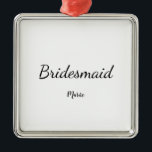 Ornement Carré Argenté SIMPLE MINIMAL ajouter votre nom bridesmaid C pers<br><div class="desc">conception</div>