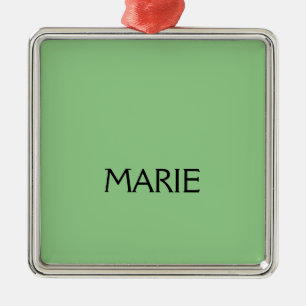 ORNEMENT CARRÉ ARGENTÉ SIMPLE MINIMAL VERT AJOUTEZ VOTRE NOM TEXTE CADEAU
