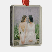 Ornement Carré Argenté Simple moderne Premier Noël comme Mme & Mme Photo (Droite)