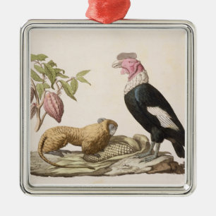 Ornement Carré Argenté Singe et condor de lion, indigènes au Chili ou en