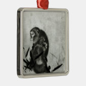 Ornement Carré Argenté Singes (Droite)