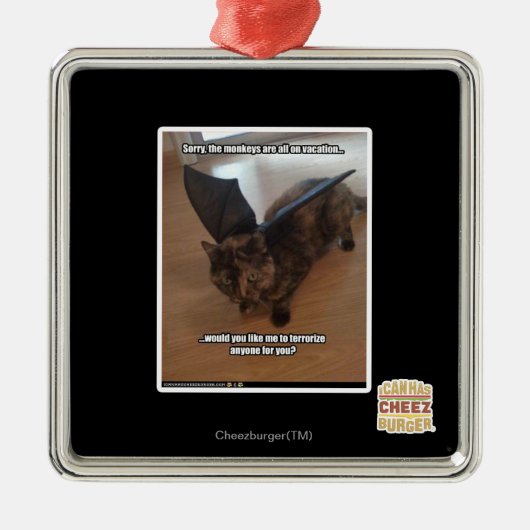 Ornement Carré Argenté Singes des vacances (Devant)