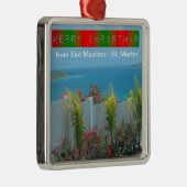 Ornement Carré Argenté Sint Maarten - Saint Martin Océan Bleu Mer (Droite)