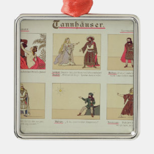 Ornement Carré Argenté Six scènes concernant l'opéra 'Tannhauser