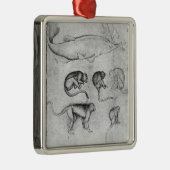 Ornement Carré Argenté Six singes et un esturgeon (Droite)