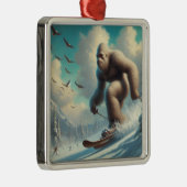 Ornement Carré Argenté Ski Bigfoot (Droite)