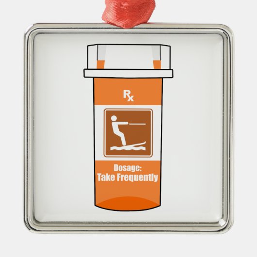 Ornement Carré Argenté Ski D'Eau Est Ma Drogue (Devant)