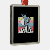 Ornement Carré Argenté Ski Rétro (Droite)