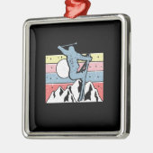 Ornement Carré Argenté Ski Rétro (Gauche)