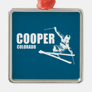 Ornement Carré Argenté Skieur de Cooper Colorado