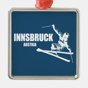 Ornement Carré Argenté Skieur d'Innsbruck Autriche