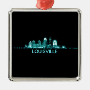 Ornement Carré Argenté Skyline de Louisville