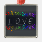 Ornement Carré Argenté SlipperyJoe amour bulles rouge orange jaune vert c (Devant)