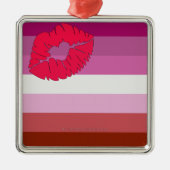 Ornement Carré Argenté SlipperyJoe rouge à lèvres drapeau de la fierté le (Devant)