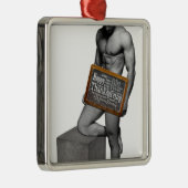 Ornement Carré Argenté SlipperyJoe's Thanksgiving man hot six pack abs un (Droite)