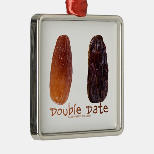 Ornement Carré Argenté SlipperyJoe's Two Dates Double Date drôle shrivele (Droite)