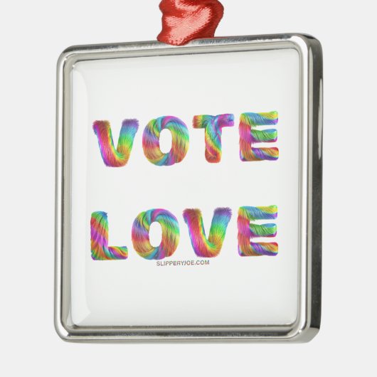 Ornement Carré Argenté SlipperyJoe's vote amour égalité cadeaux gay pride (Gauche)