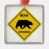 Ornement Carré Argenté SlipperySignal de passage de l'ours de Joe silhoue (Devant)