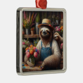 Ornement Carré Argenté Sloth Florist (Droite)