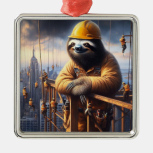 Ornement Carré Argenté Sloth Working the High Steel