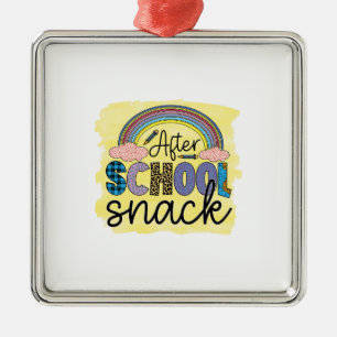 Ornement Carré Argenté Snack de l'enseignant après l'école