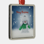 Ornement Carré Argenté Snowman (Droite)