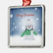 Ornement Carré Argenté Snowman (Gauche)