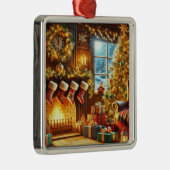 Ornement Carré Argenté Soirée de Noël confortable (Droite)