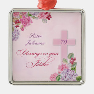 Ornement Carré Argenté Soixante-dixième anniversaire de la religieuse re