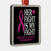 Ornement Carré Argenté Son combat...Cancer du sein (Droite)