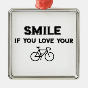 Ornement Carré Argenté Souriez Si Vous Aimez Votre Vélo