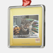 Ornement Carré Argenté sourires de chat de vampire (Gauche)