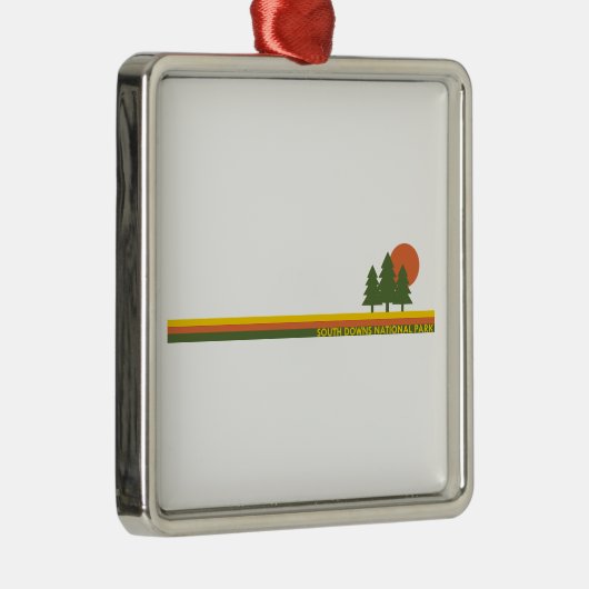 Ornement Carré Argenté South Downs Parc national Pine Trees Soleil (Droite)