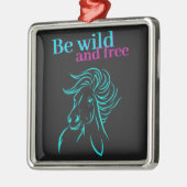 Ornement Carré Argenté Soyez sauvage et Cheval libre (Gauche)